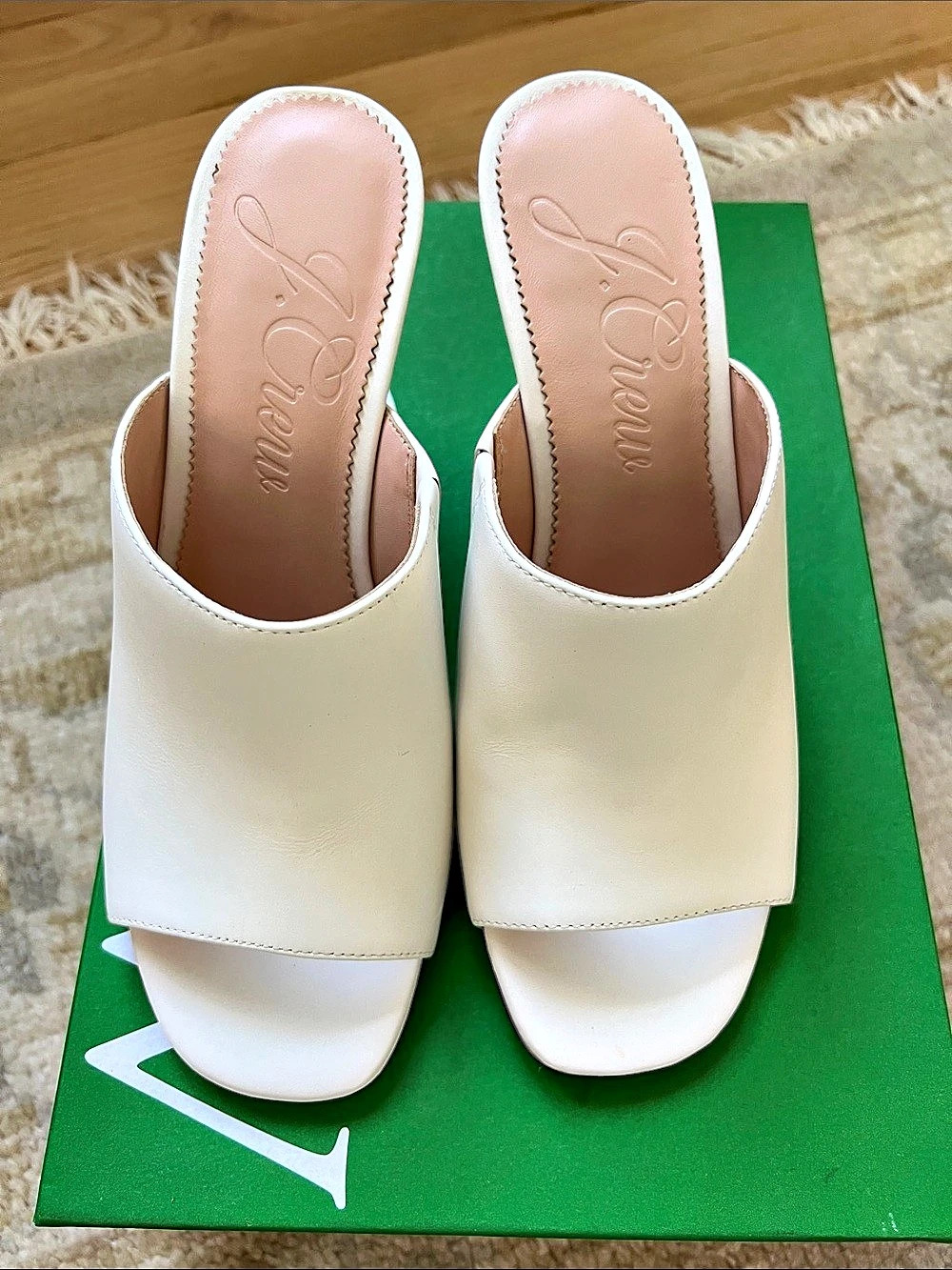 J.Crew White Leather Wedge Mules US 8.5